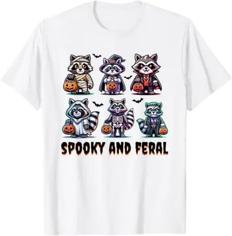 Trick or Trash Halloween Lustiges Waschbär-Herbst-T-Shirt, Y2k Niedliches Waschbär-Halloween-T-Shirt, Trendiges Gruseliges und Wildes T-Shirt – Detail 11