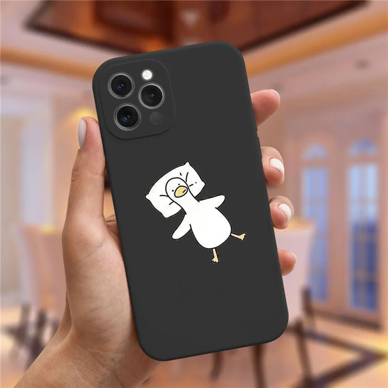Funny Cartoon Duck Lovers Couple Phone Cases for iPhone 14 15 13 12 11 Pro Max Mini X XR XS Max 8 15 Plus SE Cute Paired Covers