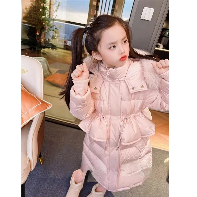 

2-12Y Kids Children's Down Outerwear Winter Clothes Teen Boys Girls Cotton-Padded Parka Coats Thicken Warm Long Jackets V115