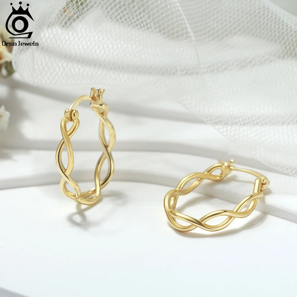 

ORSA JEWELS Fine 925 Sterling Silver Round Circle Hoop Earrings For Women Dainty Hoop Ear Wedding Engagement Party Jewelry SE363