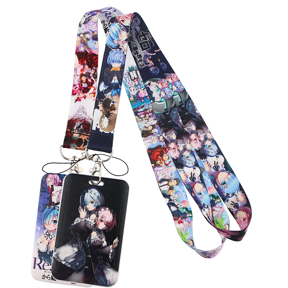 Japanese Anime Cute Lanyards Card Holder Reel Clip Cartoon Students IC ID Card Badge Holder keychain Fashion Accessories Gifts