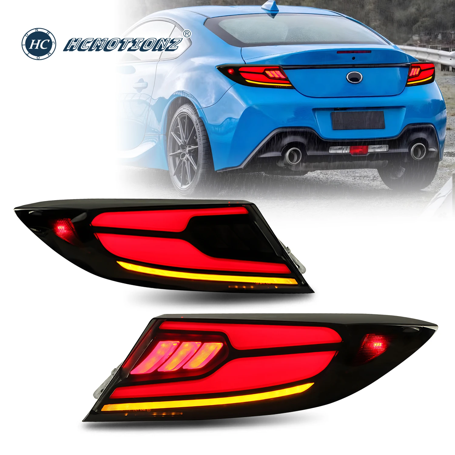HCMOTIONZ LED Tail Lights for Subaru BRZ 2022 2023 Car Rear Back Lamps Assembly for Toyota GR86 DRL Start UP Animation
