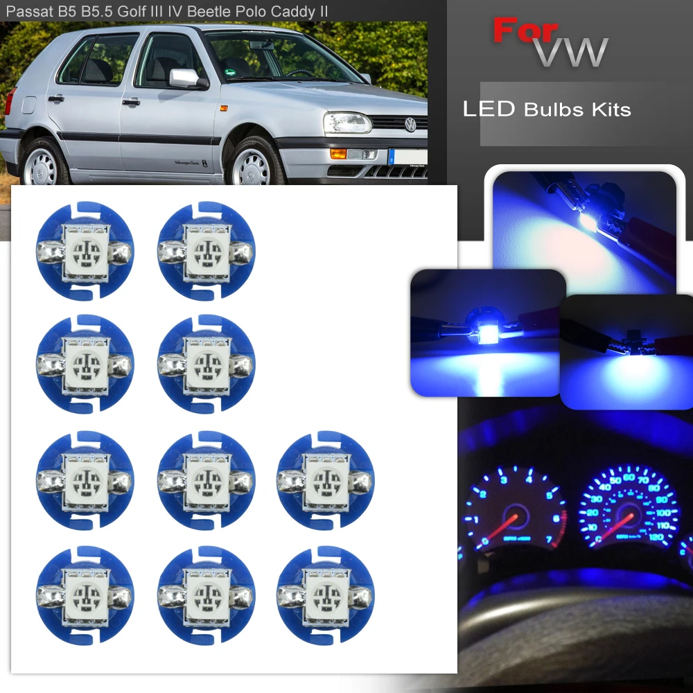 Para VW Passat B5 B5.5 Golf MK3 MK4 Polo MK3 Caddy MK2 9KV Vento Led Carro Medidor Velocidade Traço Lâmpadas Painel de Instrumentos Cluster Luz
