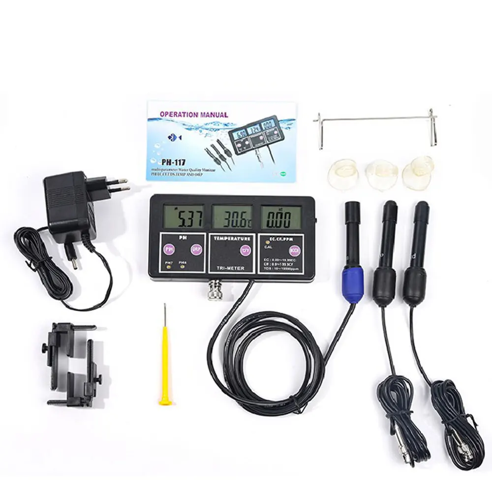 6 In 1 PH/ORP/TDS/EC/TEMP Meter PH-117 PH Meter Tester Multi-parameter Water Quality Monitor ATC Online Monitor