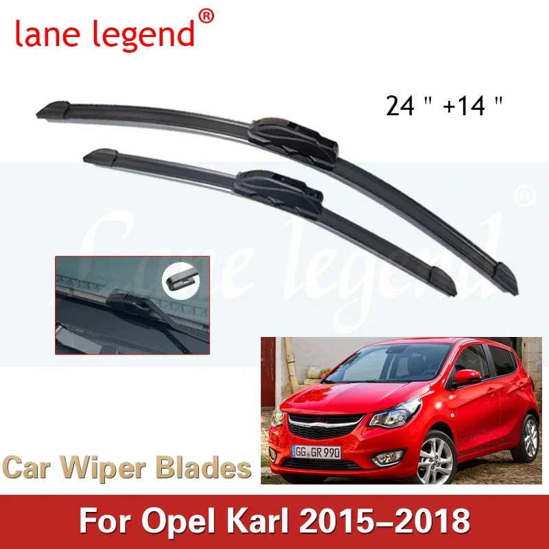 

Car Wiper Blade Front Window Windscreen Windshield Wipers Blades J hook Auto Accessories For Opel Karl 24"+14" 2015-2018