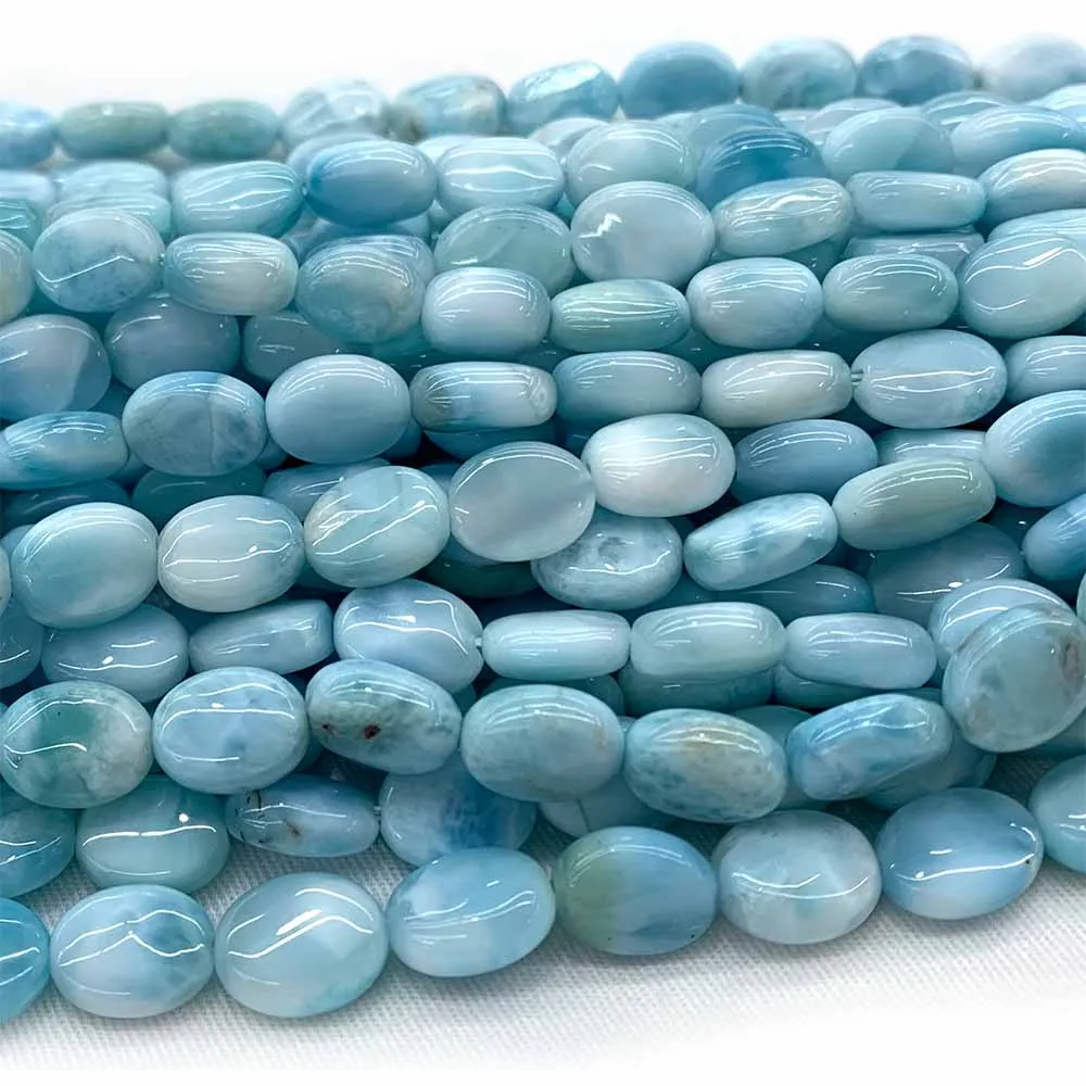 

Veemake Natural Blue Larimar Flat Oval Beads Jewelry Design Making DIY Necklace Bracelet Earrings Pendant 08565