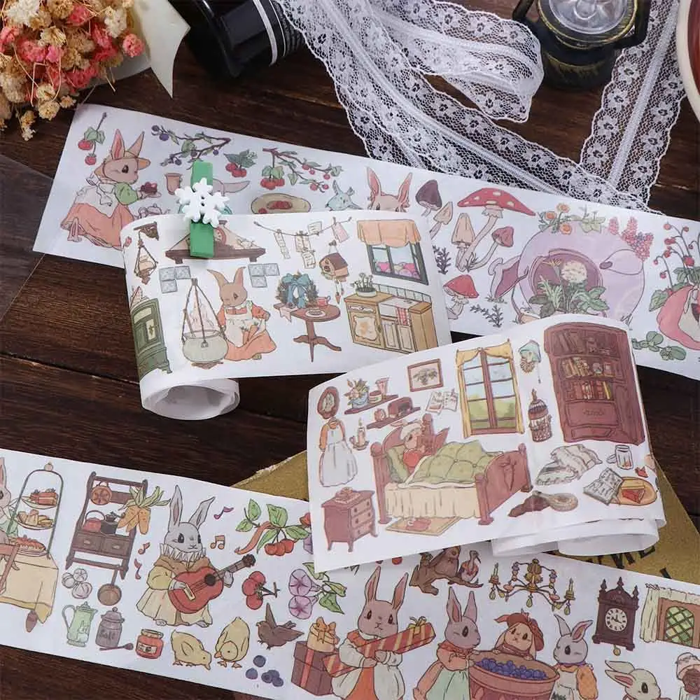 Diary Tape Lovely Rabbit Series Note Paper Sticker Custom DIY Scrapbooking Idol Card Decor Decorative Stickers Material Sticker