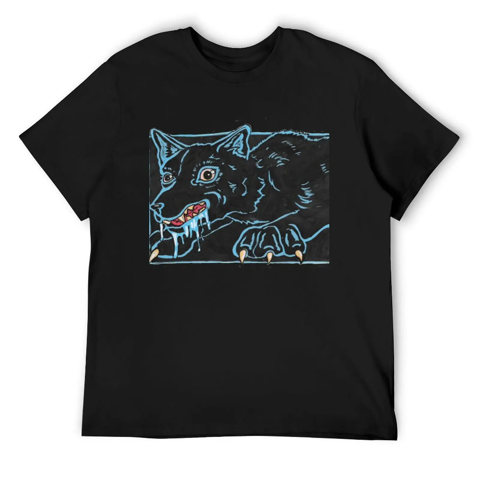 Black Snarling Hound T-Shirt oversizeds animal prinfor boys oversized t shirt basketball graphic tees mens white t shirts