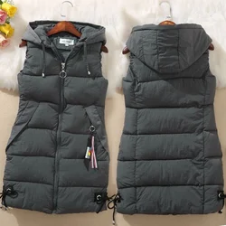 Autumn Women Vest Winter Puffer Parkas Coat 2023 New Casual Pocket Hooded Waistcoat Female Sleeveless Jacket Outerwear