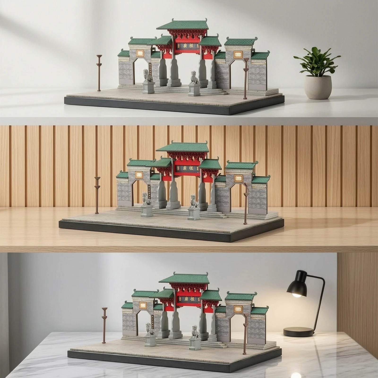 Miniature Temple Gate 1:64 Scale Temple Model Scenic Model with Base Traditional Chinese for Collectors, Shelf Display view 3