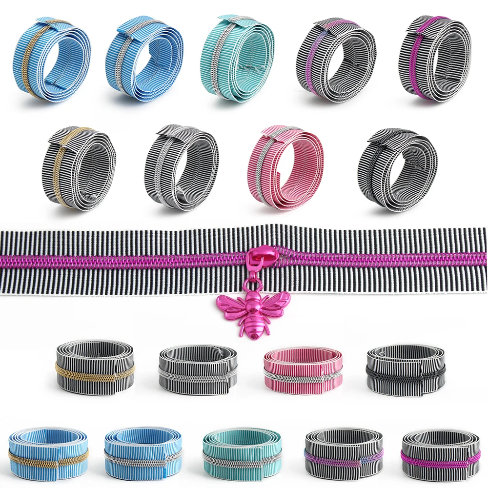 5 #   شريط نايلون بسحاب على العداد سحابات ملونة منزلق لإغلاق الخياطة السحابات المؤشر استبدال أكياس مجموعات إصلاح الرمز البريدي الزخرفية