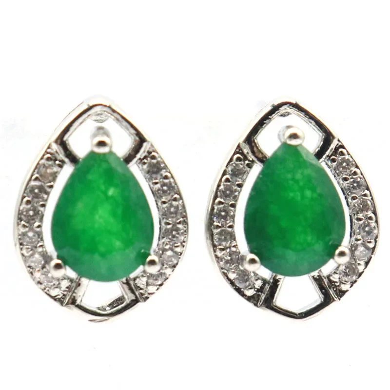 

2.3g Customized 925 SOLID STERLING SILVER Earrings Elegant Blue Sapphire Green Emerald Red Rubies