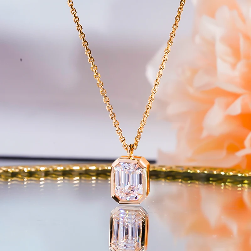 

High Carbon Diamond Pendants Necklace S925 Sterling Silver Rose Gold Plated 5A Zircon O Chain Fine Jewelry for Women Never Fade