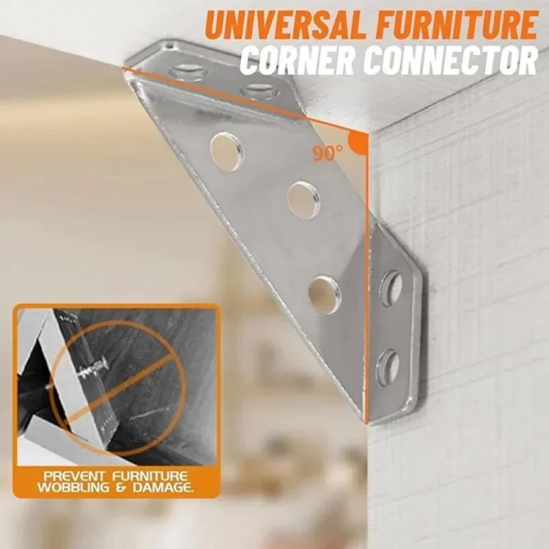 Bulk Pack 90° Right Angle Stainless Steel Brackets Thickened Furniture Fixed Connectors for Home Improvement