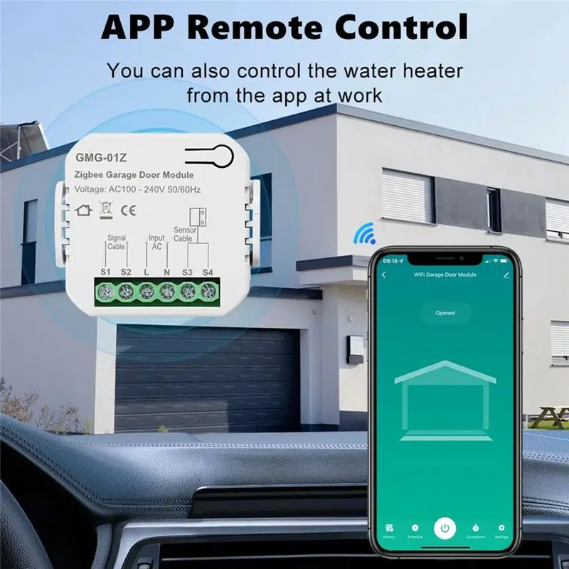 AB02 1 PCS Tuya Zigbee Smart Garage Door Controller Universal Garage Door Remote Control ABS App Voice Timing Control For Alexa
