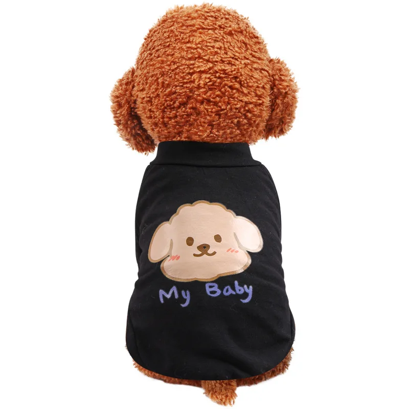 Pets Dog Cat Clothes For Puppy Spring Summer Cartoon Vest Clothing Print  Breathable Polyester Solid T-Shirt Short Sleeve