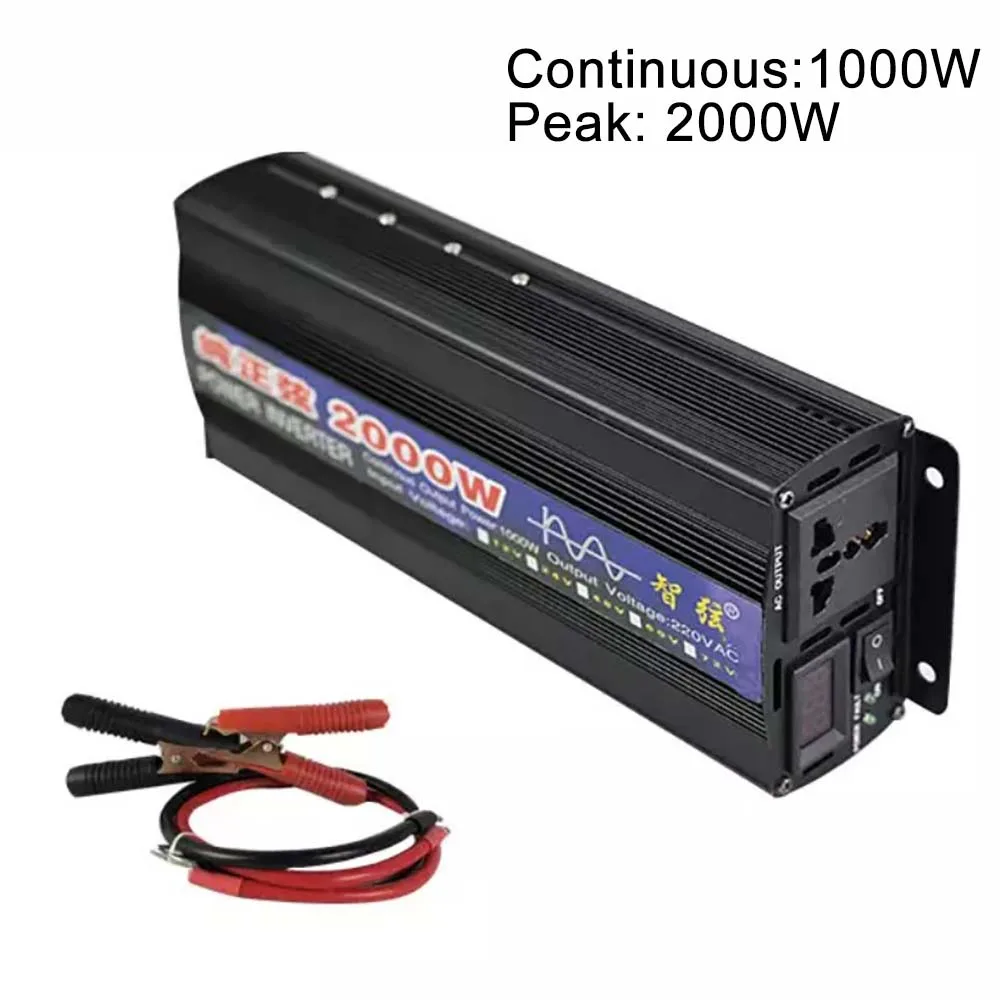 Pure Sine Wave Power Inverter 2000 Watt Peak 1000W Continuous 12V 24V DC To AC 220V 50HZ with Universal Socket