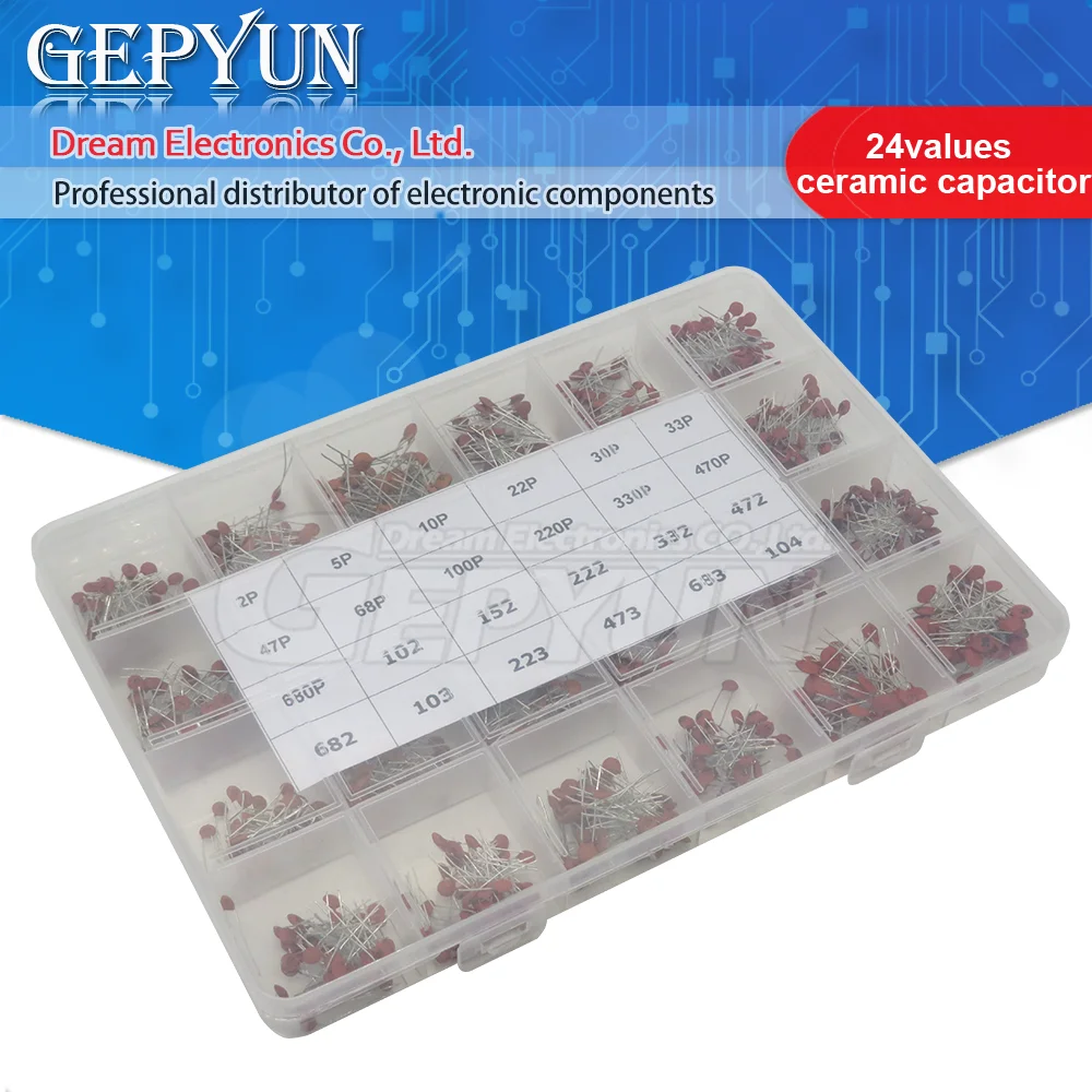 960pcs Ceramic Capacitor Set 2pF-0.1uF Electronic Components Capacitor Assorted Kit Samples DIY