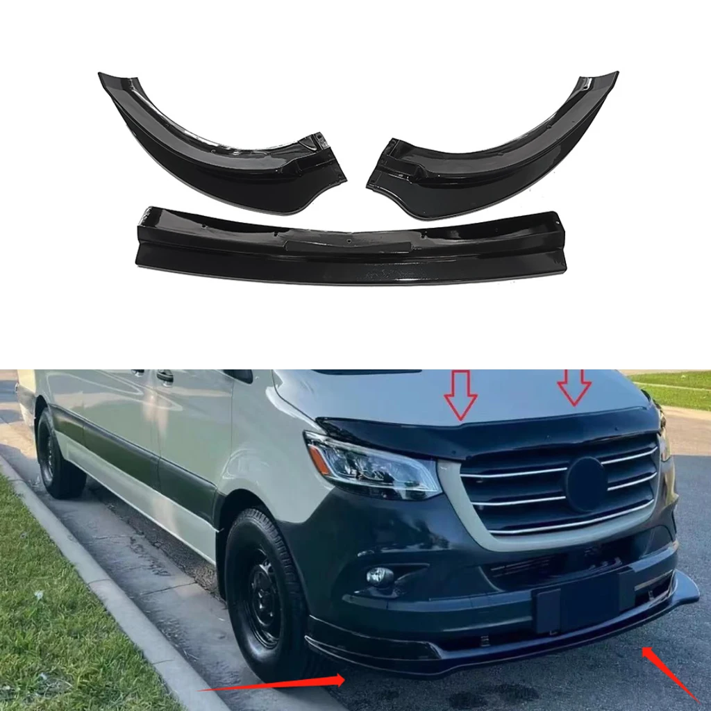 Front Bumper Lip Spoiler For Mercedes Benz Sprinter W907 2019 2020 2021 2022 2023 Front Bumper Protector Lower Blade Splitter