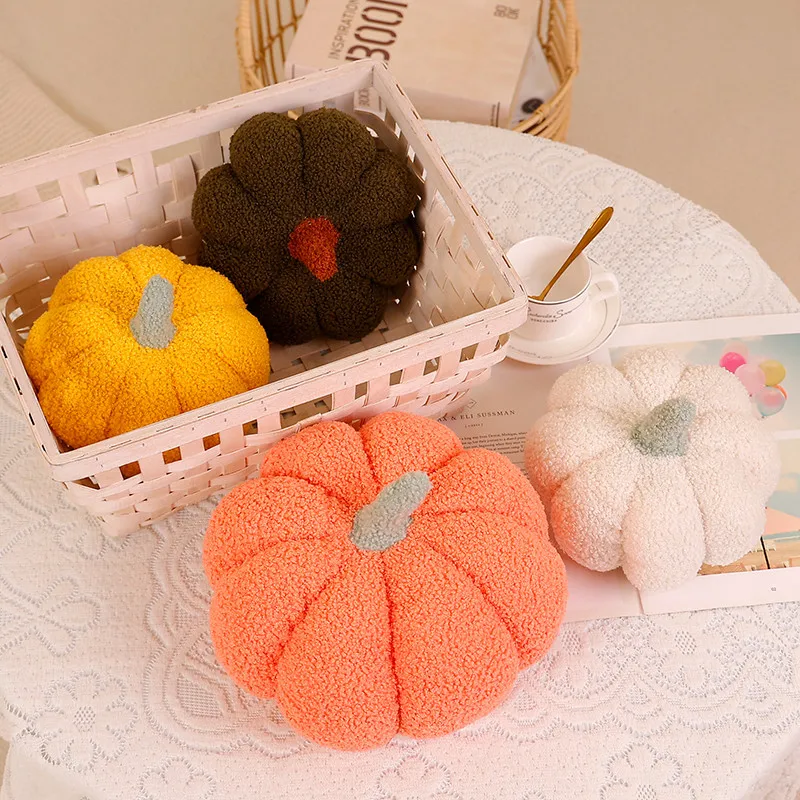 Almohada pequeña de planta de calabaza de 18/25cm, accesorio de fiesta para el día de Halloween, cojín de comida colorido, decoración para sofá y silla, regalo
