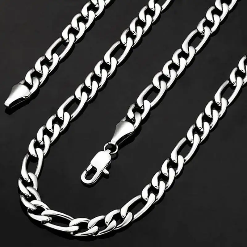 

925 Sterling Silver 40-75cm Figaro Chain Necklace Men Women Fashion Simple Chain Wedding Christmas Gift Jewelry Accessories