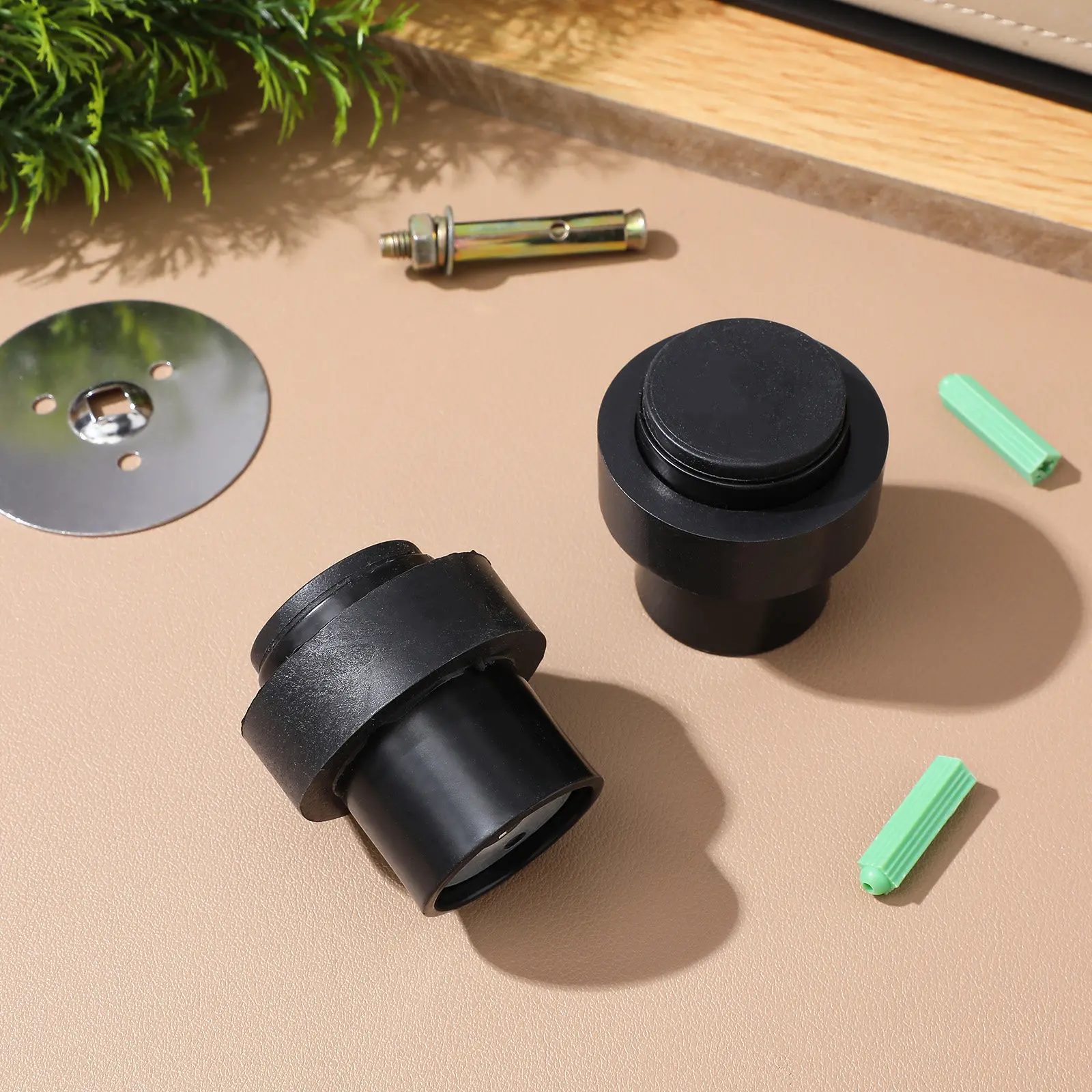 2Sets Door Stoppers for Wall Self Adhesive Screw Mount Options Stainless Steel Door Stopper to Prevent Slamming Compact Space