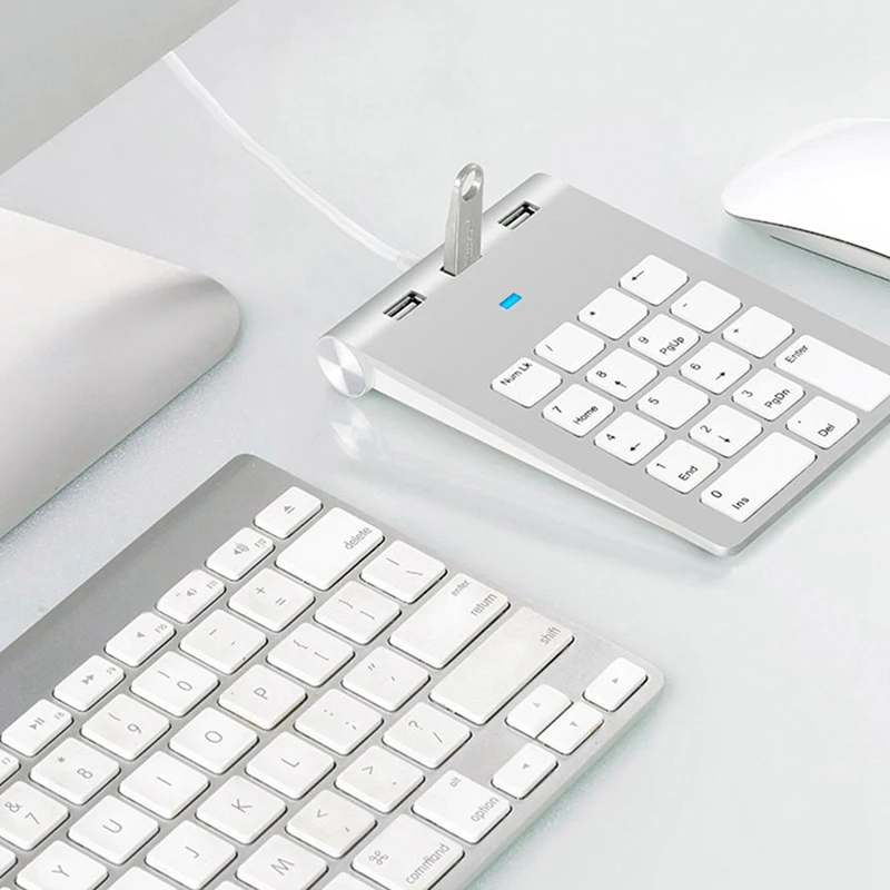 Numeric Keypad Mini Numeric Keypad Keyboard 18Keys Numeric Key Pad Numpad Number Pad with 3 Ports Usb Hub for Laptop Desktop Pc