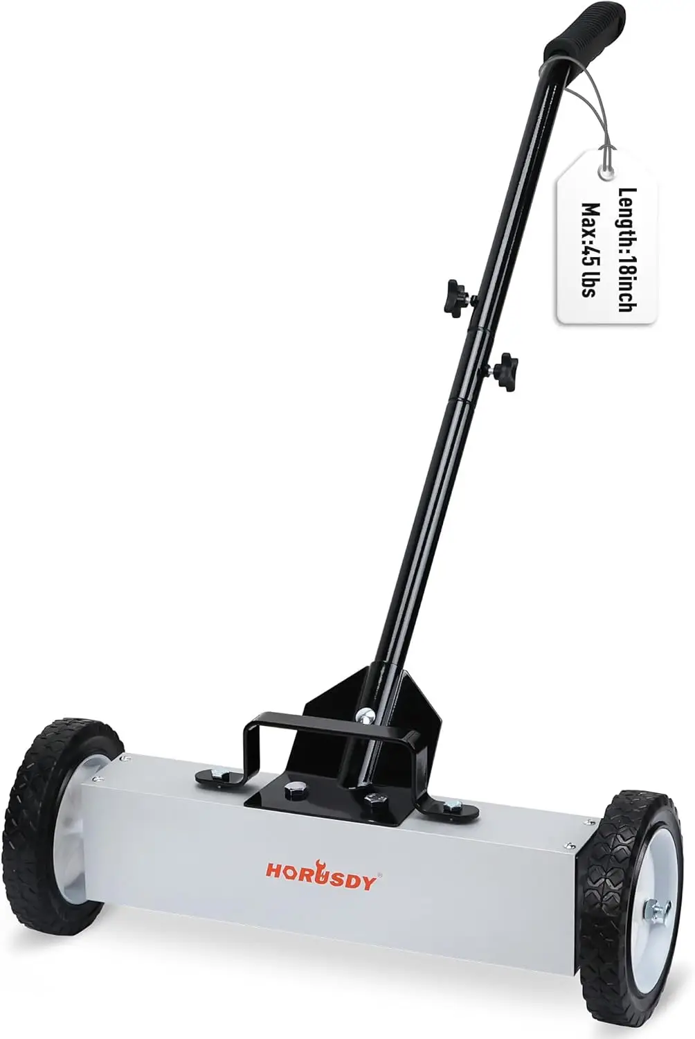 

18-Inch Rolling Magnetic Sweeper with Wheels for Workshop, Garage, Yard Cleanup - Push-Type Nail Magnet