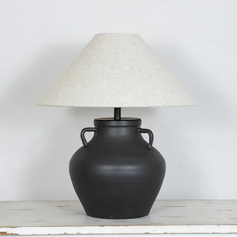مصباح طاولة مصنوع يدويًا من وعاء الفخار، نموذج صيني جديد للمنزل B & B، مصباح ديكور بجانب السرير لغرفة المعيشة وغرفة النوم #3