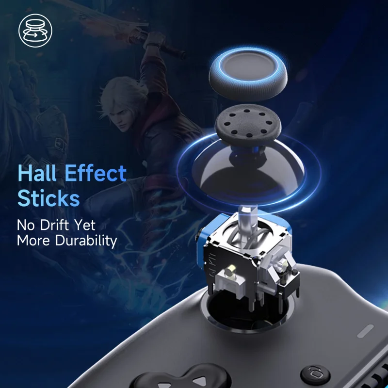 EasySpeed ​​dual Hall effect stretchable mobile game controller with Bluetooth direct connection, dual macro back buttons,