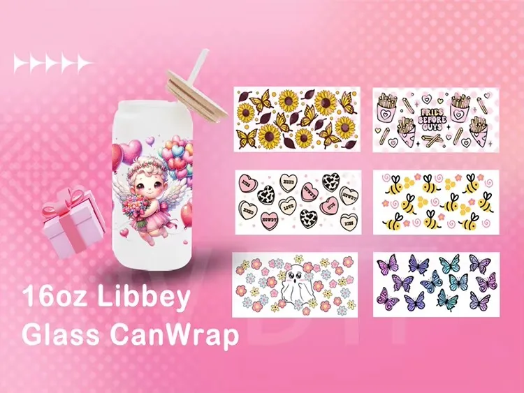 

10 шт., 50 шт., выбор каталога, оптовая продажа, 16 унций, УФ DTF, обертка для чашки, Пасха на День святого Валентина для стакана, стекло Libbey, банка, переносная наклейка на холод