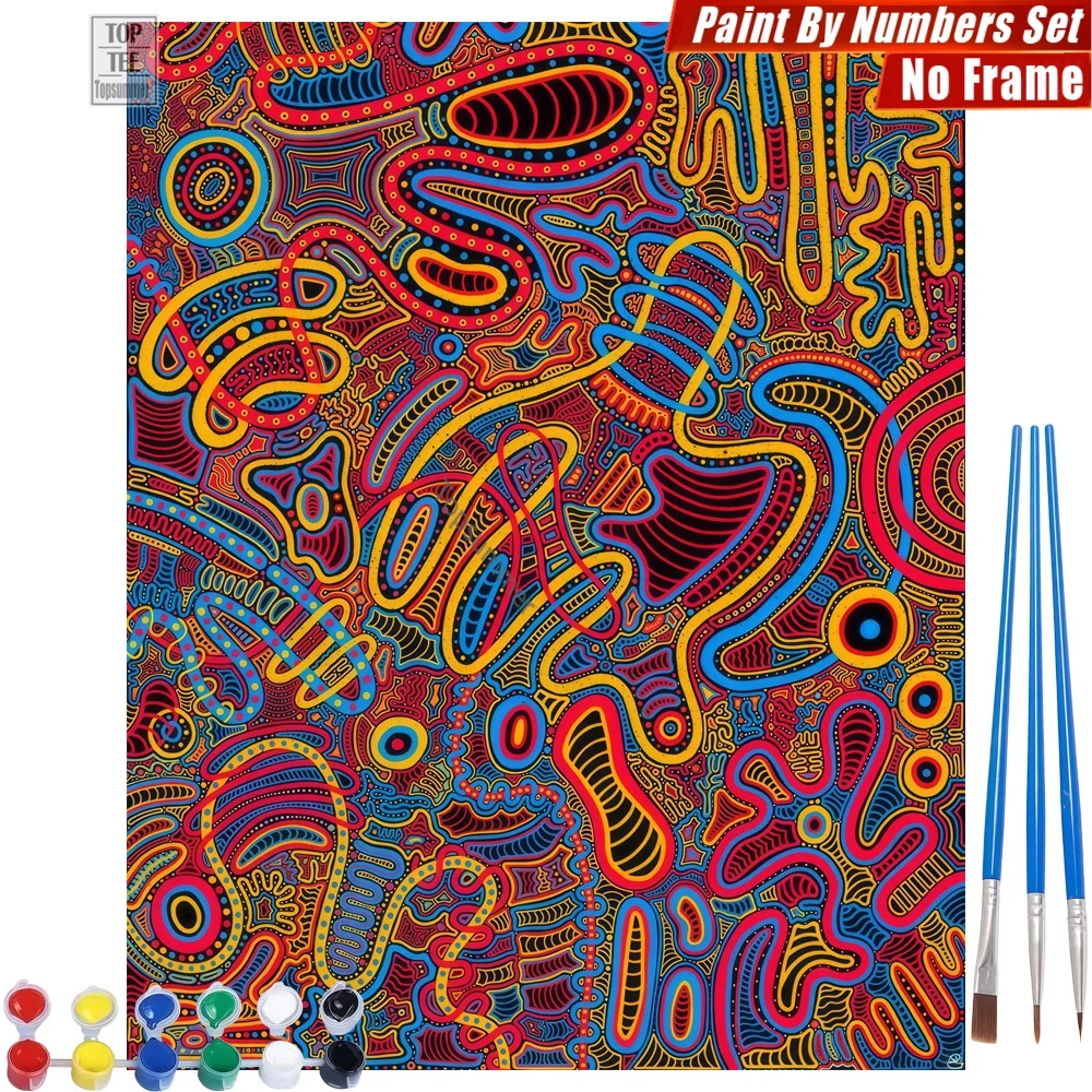 

Psychedelic Abstract Pattern Paints By Number Set - Colors Lines Dynamic Home Decor Father'S Day Gift For Dad