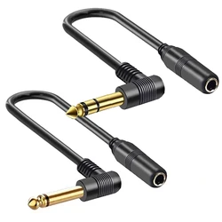 90 Degree Right Angle 6.35mm Male To Female Extension Audio Cord 1/4 Inch TS Mono Jack TRS Stereo Cable For Guitar Bass Mixer