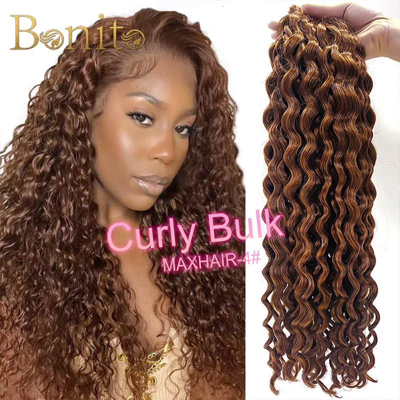 

Human Hair Deep Curly 100% Human Hair Bulk Extension Virgin 10A Bulk Hair Weaving For Braiding Unprocessed No Weft 18-30inches