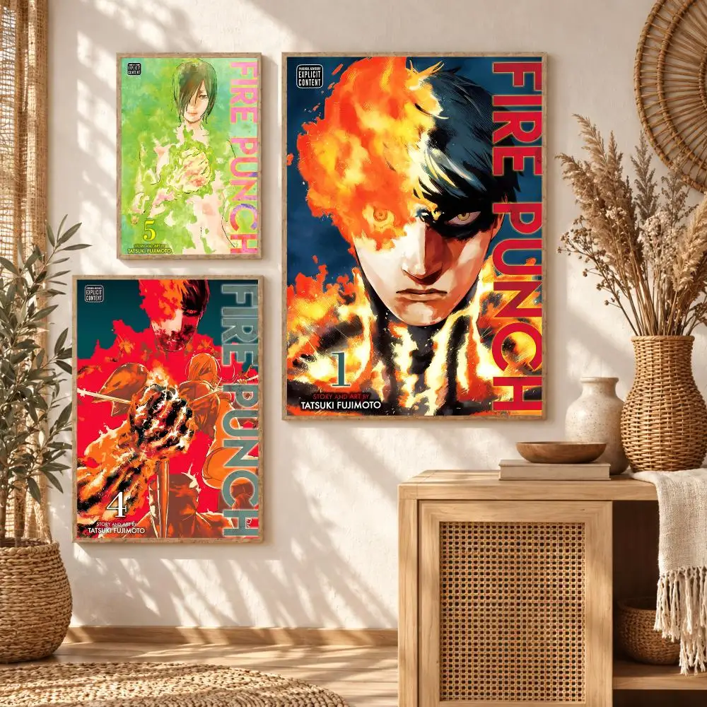 Fire P-Punch Poster Wall Stickers Self Adhesive Art Decals for Bedroom Living Room Home Decor Print Mural HD Gift