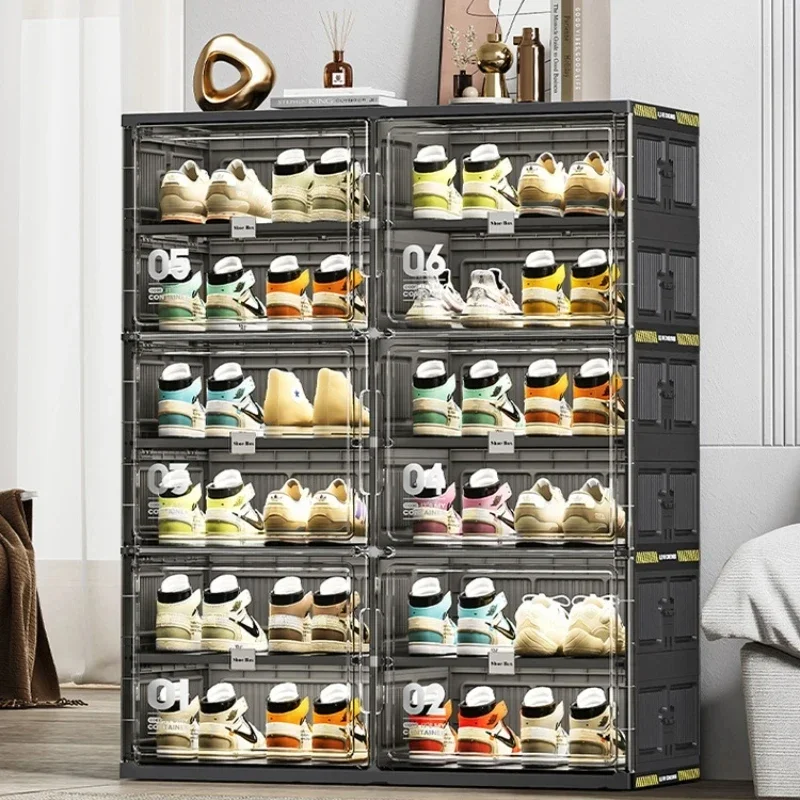 Folding Free Installation Storage Box Transparent Shoe Cabinet  Sundries Storage Box Shoe