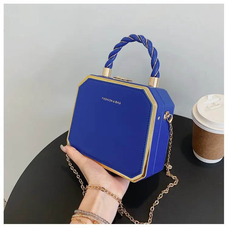 Evening Bags for Women 2022 Small Leather Crossbody Bag with Chain Shoulder Handbags and Purses Mini Tote Hard Box Prom Bag