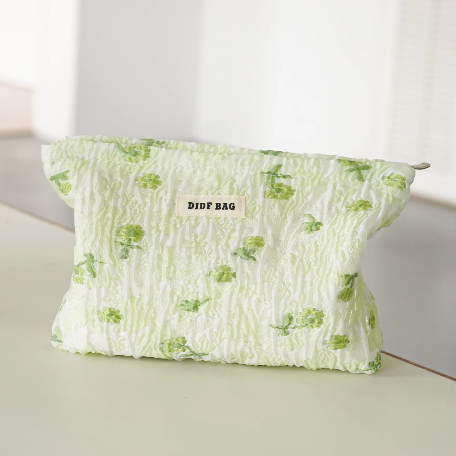 Borsa cosmetica da donna verde chiaro borsa da toilette da viaggio portatile borsa da viaggio per cosmetici di grande capacità pochette per pendolari