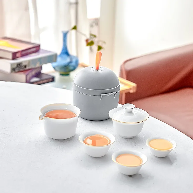 Chinese Teapot Portable Travel Tea Set Casual Gift Mutton Bowl Quick Guest Cup Simple Gift for Girls Gongfu Teaset Teaware Sets