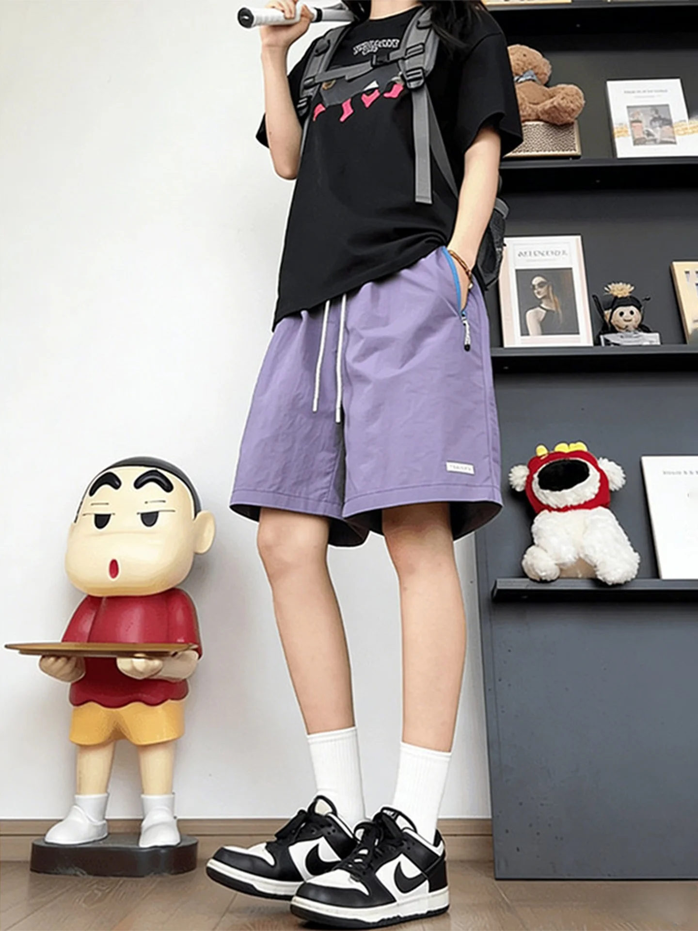 

Dopne Purple Qui Dry orts Ice Silk Thin Five-Quarter Length Running Sports orts for Men And Women Summer Beachwear