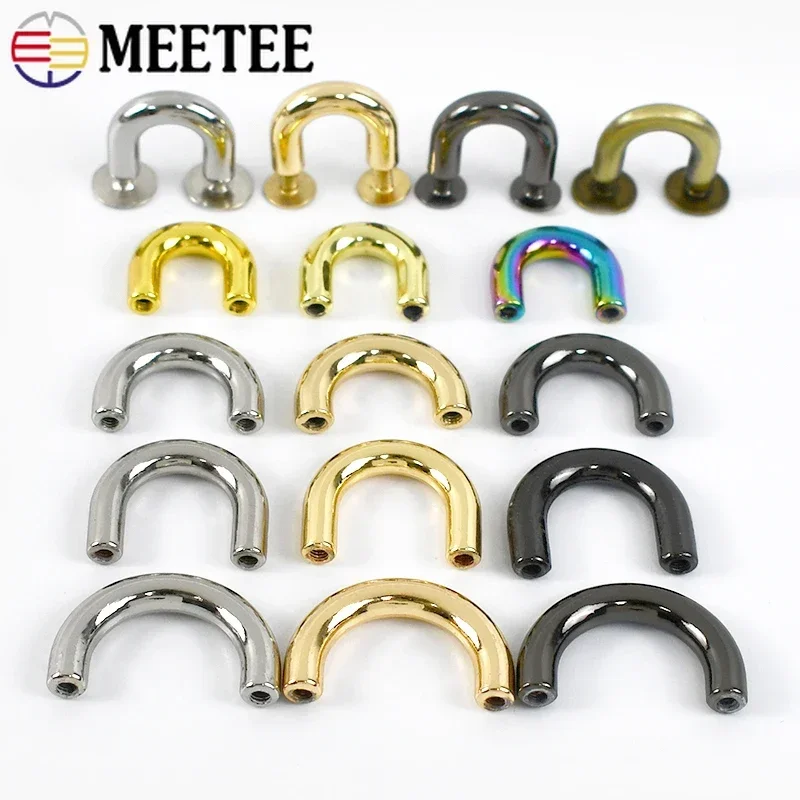 5-20Pcs Metal Arch Bridge Screws Buckles Handbag Strap Stud Connector Clasp Webbing Hooks DIY D Ring Hardware Accessories