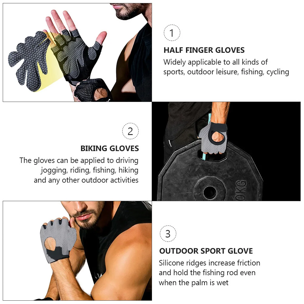 

1Pair Breathable Nonslip Gloves Half Finger Gloves for Cycling Riding Outdoor Sports Fishing Hiking Mountain Climbing Grip