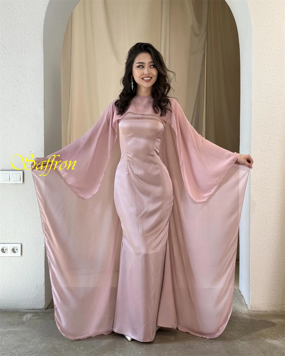Customized O-Neck Shawl Satin Mermaid Evening Dress Classic Party Dresses Temperament  High Quality Special Occasion Gowns