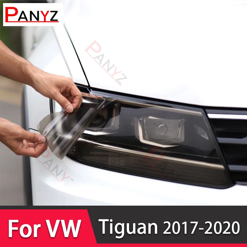 Auto Scheinwerfer Schutz folie Scheinwerfer transparent schwarz TPU Aufkleber für Volkswagen VW Tiguan 2017 2018 2019 2020 Zubehör