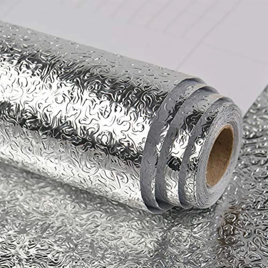 

15.74x354.33inches Kitchen Backsplash Wallpaper Peel and Stick Aluminum Foil Contact Paper Self Adhesive Oil-Proof Heat Resista