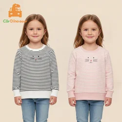 2026 Spring Autumn Fashion 3 4 5 6 7 8 9 10 Years Children Hoodies Cotton Cartoon Striped Slim Kids Baby Girls Basic Sweatshirt