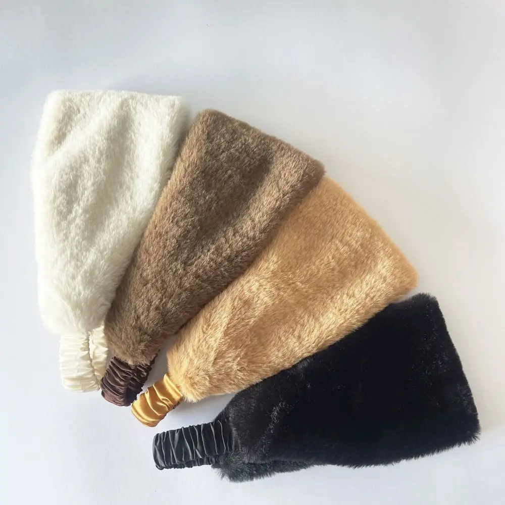 

Fashion Ear Warm Fluffy Plush Headband Windproof Korean Style Rabbit Fur Hairband Soft Photography Winter Elastic Headband Girl