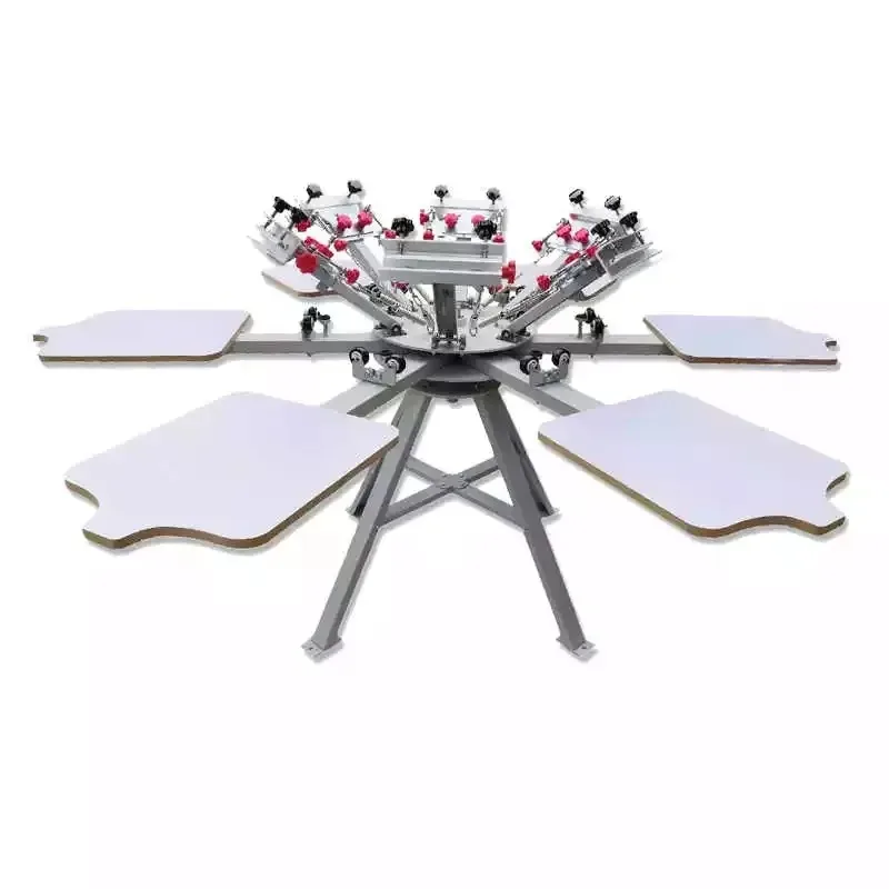 TR4050-6 Six-color Six-station Rack-type Screen Printing Machine Manual T-shirt Screen Printer
