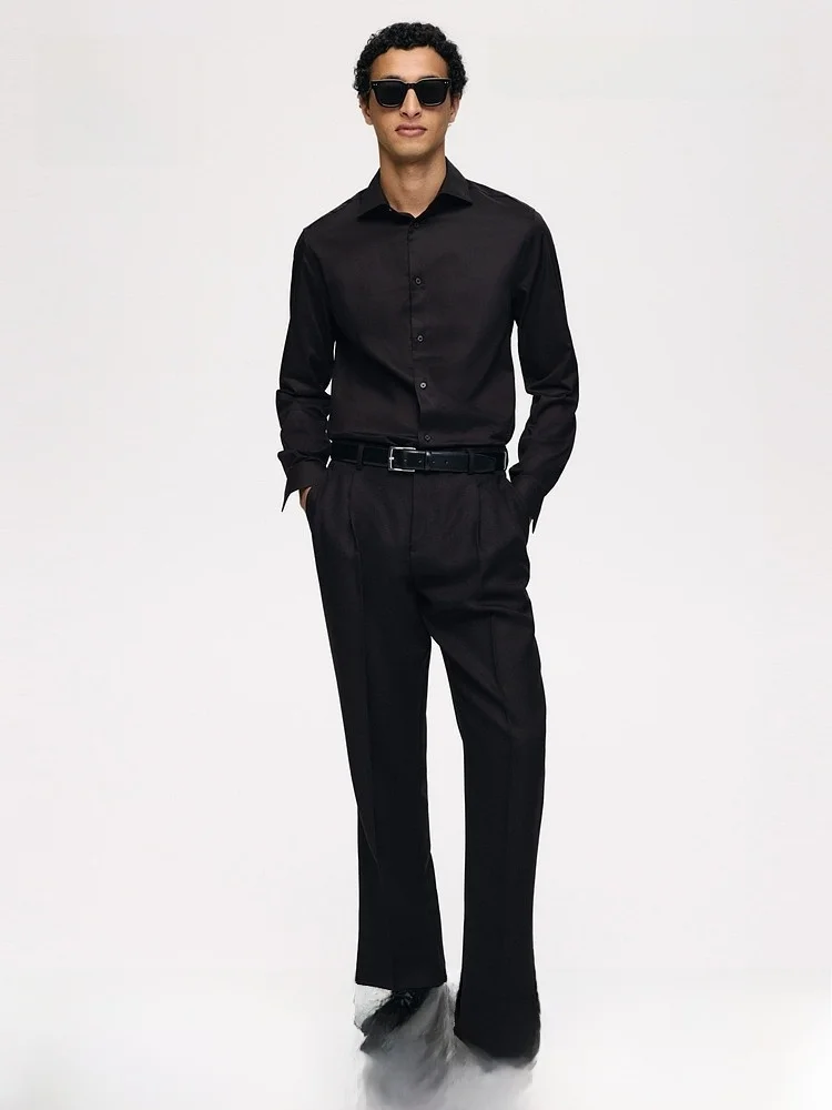 

H&M Men's Cotton Shirt Fitting Summer Standard Fit Long Sleeve Casual Wear 100% Cotton Daily Use Open Cardigan Style