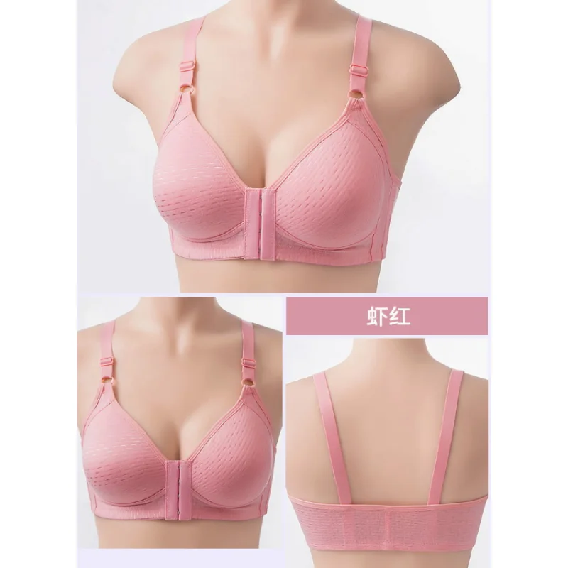 Plus-size button-down bra Women's thin, underwire push-up, comfortable and breathable traditional full-cup bra